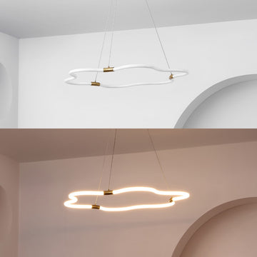 Nuvola 31.5" Contemporary Minimalist Metal/Acrylic Adjustable Dimmable Cloud Integrated LED Chandelier - JONATHAN Y
